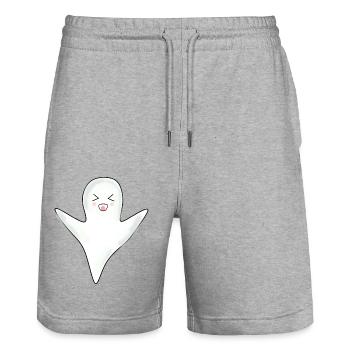 Kawaii Ghost Ghosts Halloween Halloween Costume - Stanley/Stella Trainer Unisex Organic Jogging Shorts - heather grey - Front - Nik (191cm) & Marisol (170cm)