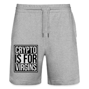 crypto is for virgins - Stanley/Stella Trainer Unisex Organic Jogging Shorts - heather grey - Front - Nik (191cm) & Marisol (170cm)