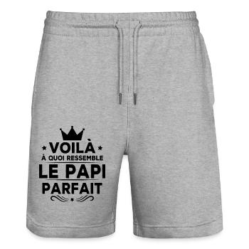 Voila à Quoi Ressemble le Papi Parfait - Short de jogging bio TRAINER Stanley/Stella unisexe - gris chiné - Devant - Nik (191cm) & Marisol (170cm)