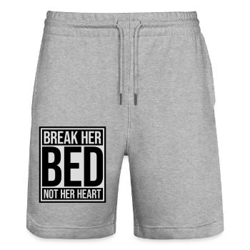 break her bed Zitat - Stanley/Stella Unisex Bio Joggingshorts Trainer  - Grau meliert - Vorne - Nik (191cm) & Marisol (170cm)