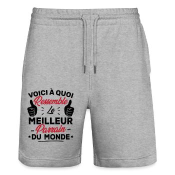 Voici à quoi ressemble le meilleur Parrain - Short de jogging bio TRAINER Stanley/Stella unisexe - gris chiné - Devant - Nik (191cm) & Marisol (170cm)