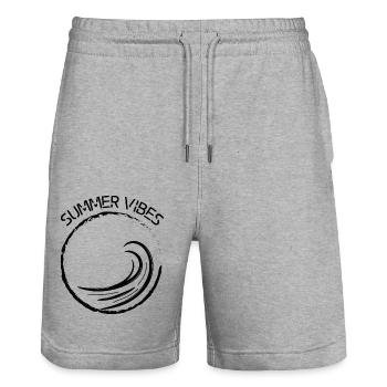 Ambiance estivale - Short de jogging bio TRAINER Stanley/Stella unisexe - gris chiné - Devant - Nik (191cm) & Marisol (170cm)