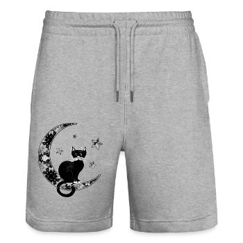 Chat - Short de jogging bio TRAINER Stanley/Stella unisexe - gris chiné - Devant - Nik (191cm) & Marisol (170cm)