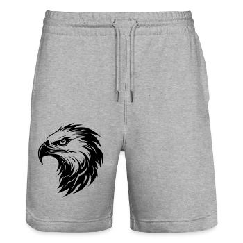 Eagle Head Bird of Prey Silhouette - Stanley/Stella Trainer Unisex Organic Jogging Shorts - heather grey - Front - Nik (191cm) & Marisol (170cm)