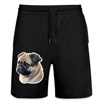 Mops - Stanley/Stella Unisex Bio Joggingshorts Trainer  - Schwarz - Vorne - Nik (191cm) & Marisol (170cm)