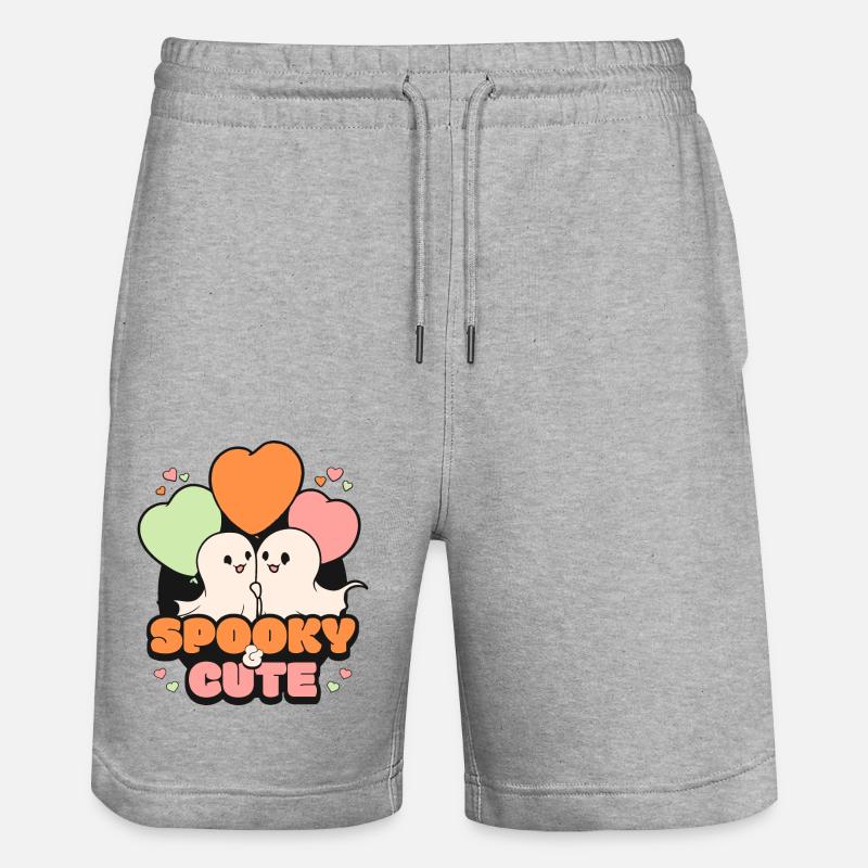 Spooky October Cute Halloween Ghost - Stanley/Stella Trainer Unisex Organic Jogging Shorts - heather grey