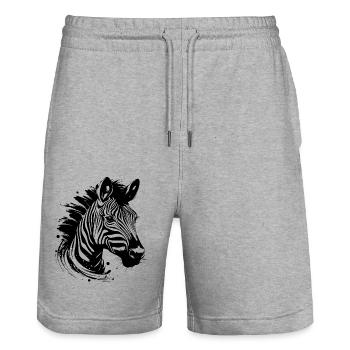 zebrakopf - Stanley/Stella Unisex Bio Joggingshorts Trainer  - Grau meliert - Vorne - Nik (191cm) & Marisol (170cm)