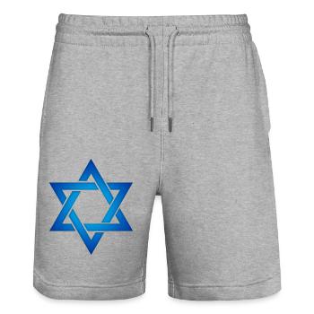 Israel Star Star of David Hexagram Judaism Symbol - Stanley/Stella Trainer Unisex Organic Jogging Shorts - heather grey - Front - Nik (191cm) & Marisol (170cm)