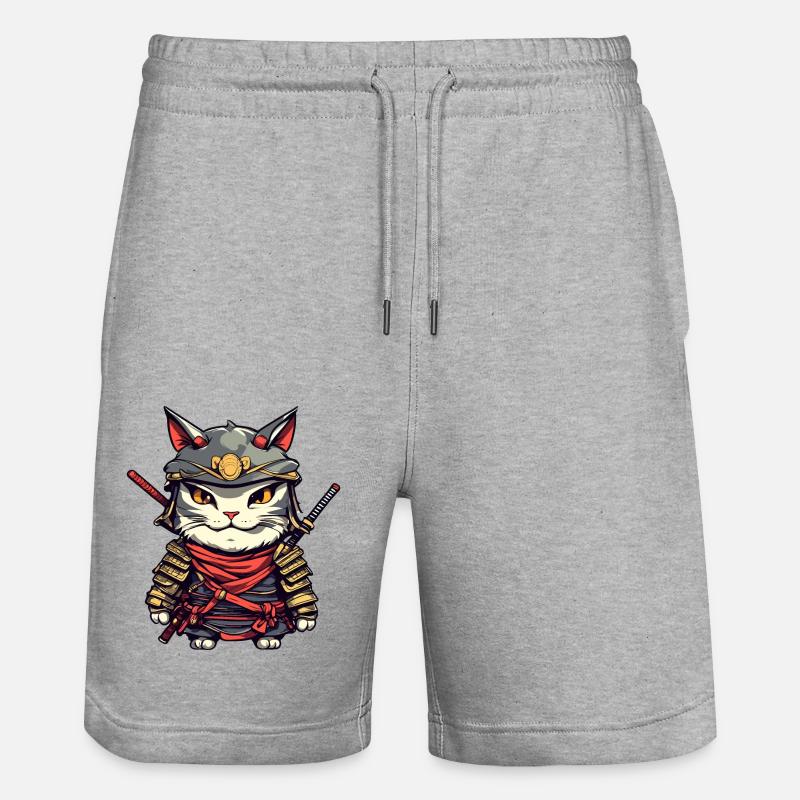 Chat samouraï #10 - Short de jogging bio TRAINER Stanley/Stella unisexe - gris chiné