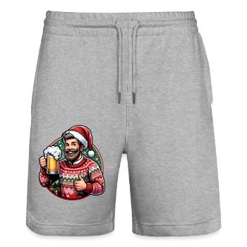 Toast de Noël à votre santé - Short de jogging bio TRAINER Stanley/Stella unisexe - gris chiné - Devant - Nik (191cm) & Marisol (170cm)
