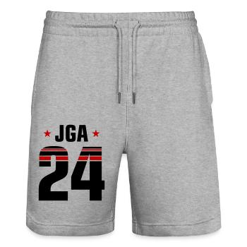 Jga 24 Junggesellinnenabschied Trikot - Stanley/Stella Unisex Bio Joggingshorts Trainer  - Grau meliert - Vorne - Nik (191cm) & Marisol (170cm)