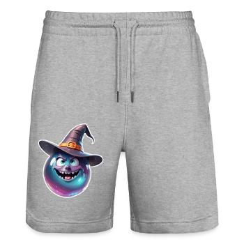 Magic Ball / Witch Hat / Face / Funny - Stanley/Stella Trainer Unisex Organic Jogging Shorts - heather grey - Front - Nik (191cm) & Marisol (170cm)