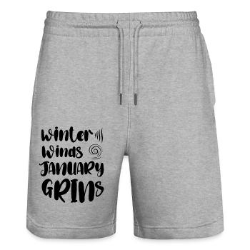 Winter Winds January Grins - Stanley/Stella Trainer Unisex Organic Jogging Shorts - heather grey - Front - Nik (191cm) & Marisol (170cm)