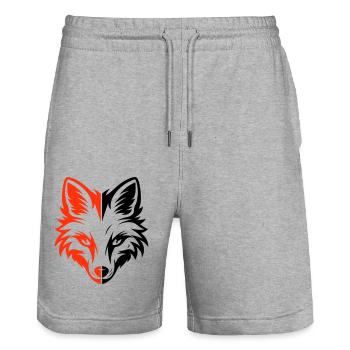Tête de renard - Short de jogging bio TRAINER Stanley/Stella unisexe - gris chiné - Devant - Nik (191cm) & Marisol (170cm)