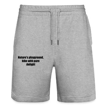 Hiking - Nature's playground, hike with pure - Stanley/Stella Trainer Unisex Organic Jogging Shorts - heather grey - Front - Nik (191cm) & Marisol (170cm)