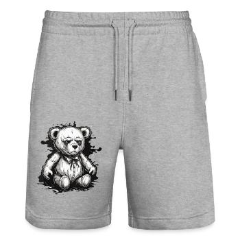 Teddybär / Kuscheltier / Stofftier / Geschenkidee - Stanley/Stella Unisex Bio Joggingshorts Trainer  - Grau meliert - Vorne - Nik (191cm) & Marisol (170cm)