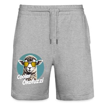 Cooler Ökofuzzi - lustiges Ökodesign Schafhaltung - Stanley/Stella Unisex Bio Joggingshorts Trainer  - Grau meliert - Vorne - Nik (191cm) & Marisol (170cm)
