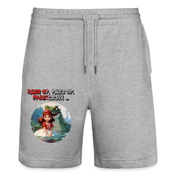 Pass op Prinzessin! - Shirt Köln Karneval - Stanley/Stella Unisex Bio Joggingshorts Trainer  - Grau meliert - Vorne - Nik (191cm) & Marisol (170cm)