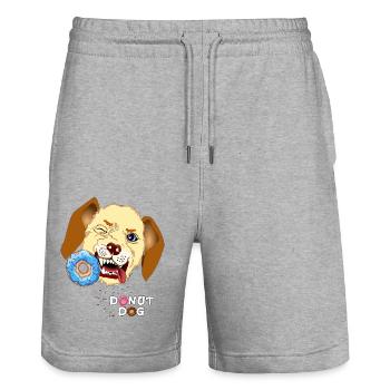 Dog bites donut - Stanley/Stella Trainer Unisex Organic Jogging Shorts - heather grey - Front - Nik (191cm) & Marisol (170cm)