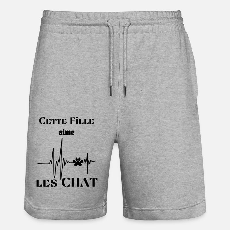 Cette Fille aime les Chats - Short de jogging bio TRAINER Stanley/Stella unisexe - gris chiné