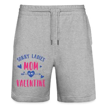Sorry Ladies, Mama ist mein Valentinstag. - Stanley/Stella Unisex Bio Joggingshorts Trainer  - Grau meliert - Vorne - Nik (191cm) & Marisol (170cm)