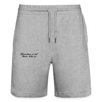 Hiking - Adventure is out there, hike on - Stanley/Stella Trainer Unisex Organic Jogging Shorts - heather grey - Front - Nik (191cm) & Marisol (170cm)
