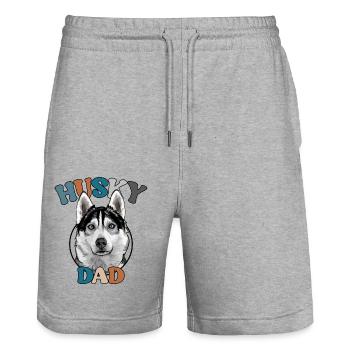Husky Dad Hunde Hund Vatertag Wilsigns - Stanley/Stella Unisex Bio Joggingshorts Trainer  - Grau meliert - Vorne - Nik (191cm) & Marisol (170cm)