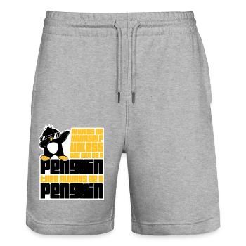 Sei immer du selbst, es sei denn, du kannst ein Pinguin sein - Stanley/Stella Unisex Bio Joggingshorts Trainer  - Grau meliert - Vorne - Nik (191cm) & Marisol (170cm)