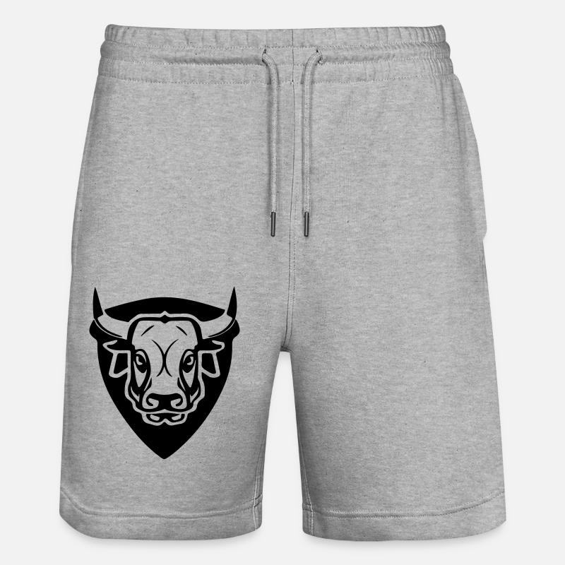 Taureau en face avec bouclier - Short de jogging bio TRAINER Stanley/Stella unisexe - gris chiné