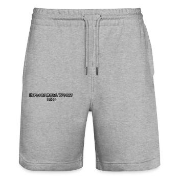 Hiking - Explore More, Worry Less - Stanley/Stella Trainer Unisex Organic Jogging Shorts - heather grey - Front - Nik (191cm) & Marisol (170cm)