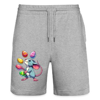 Oster Maus & Ratte Eierjonglage - Stanley/Stella Unisex Bio Joggingshorts Trainer  - Grau meliert - Vorne - Nik (191cm) & Marisol (170cm)