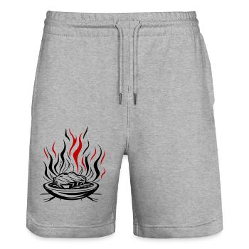 Grill Flame Meat Bbq - Stanley/Stella Trainer Unisex Organic Jogging Shorts - heather grey - Front - Nik (191cm) & Marisol (170cm)
