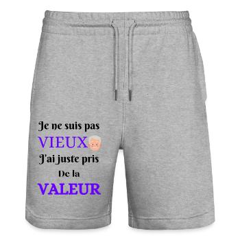 Je ne suis pas vieux - Short de jogging bio TRAINER Stanley/Stella unisexe - gris chiné - Devant - Nik (191cm) & Marisol (170cm)