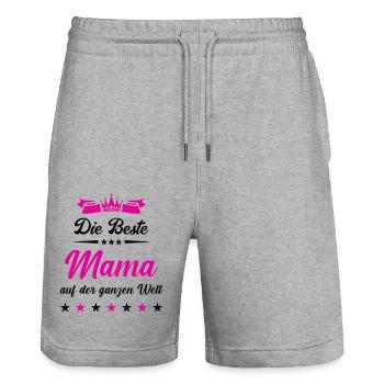 beste mama auf der welt - Stanley/Stella Unisex Bio Joggingshorts Trainer  - Grau meliert - Vorne - Nik (191cm) & Marisol (170cm)