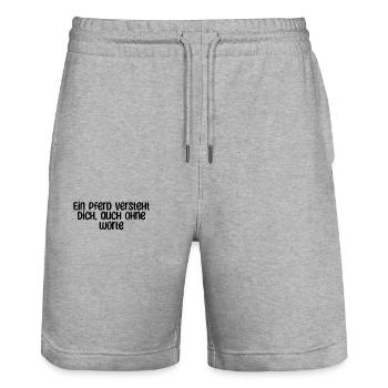 Riding - A horse understands you, even without words - Stanley/Stella Trainer Unisex Organic Jogging Shorts - heather grey - Front - Nik (191cm) & Marisol (170cm)