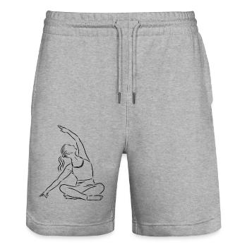 Yoga Meditatiion - Stanley/Stella Unisex Bio Joggingshorts Trainer  - Grau meliert - Vorne - Nik (191cm) & Marisol (170cm)