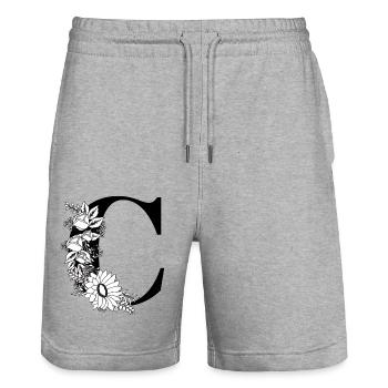 Buchstabe c Blumen schwarz und weiß - Stanley/Stella Unisex Bio Joggingshorts Trainer  - Grau meliert - Vorne - Nik (191cm) & Marisol (170cm)
