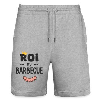 Roi du barbecue pour homme papa BBQ - Short de jogging bio TRAINER Stanley/Stella unisexe - gris chiné - Devant - Nik (191cm) & Marisol (170cm)