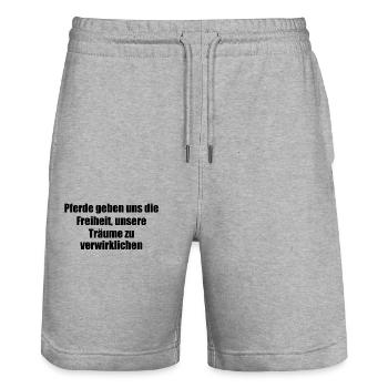 Horse riding - horses give us the freedom to explore our - Stanley/Stella Trainer Unisex Organic Jogging Shorts - heather grey - Front - Nik (191cm) & Marisol (170cm)