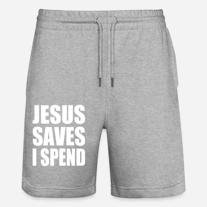 jesus saves i spend - Short de jogging bio TRAINER Stanley/Stella unisexe - gris chiné