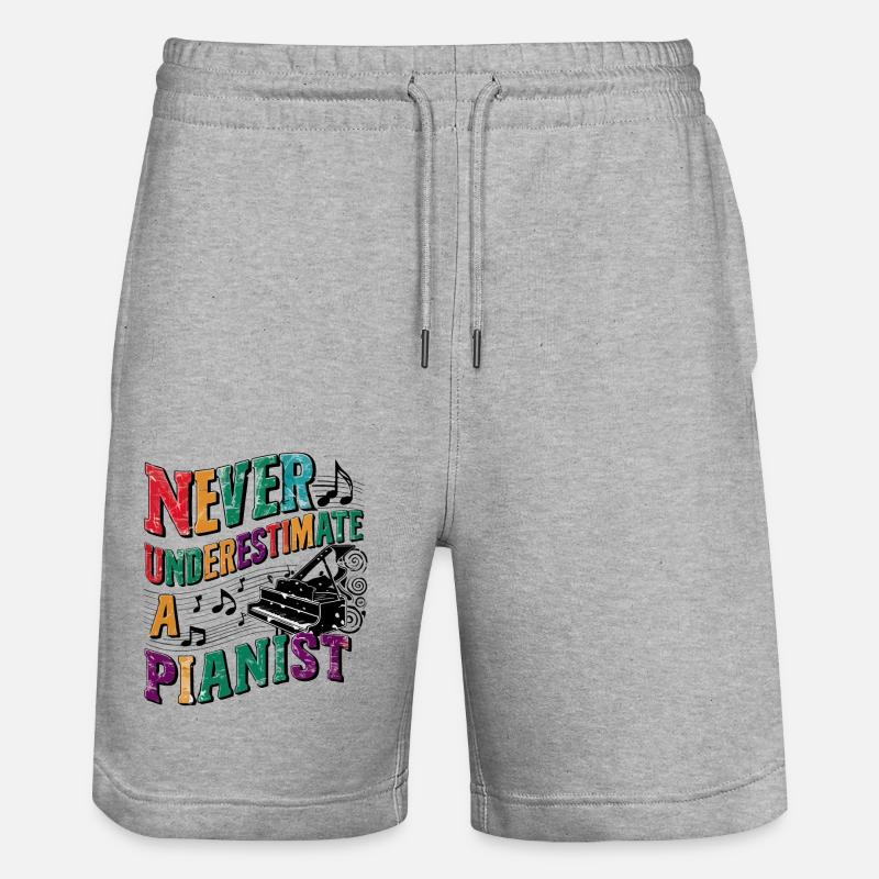 Ne sous-estimez jamais un pianiste - Short de jogging bio TRAINER Stanley/Stella unisexe - gris chiné