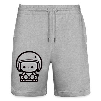 Bébé Pilote - Motard Casque - Short de jogging bio TRAINER Stanley/Stella unisexe - gris chiné - Devant - Nik (191cm) & Marisol (170cm)