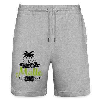 Malle One for All - Stanley/Stella Trainer Unisex Organic Jogging Shorts - heather grey - Front - Nik (191cm) & Marisol (170cm)