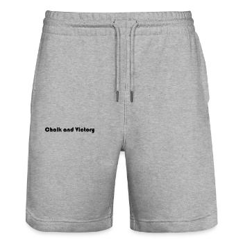 Billiards - Chalk and Victory - Stanley/Stella Trainer Unisex Organic Jogging Shorts - heather grey - Front - Nik (191cm) & Marisol (170cm)