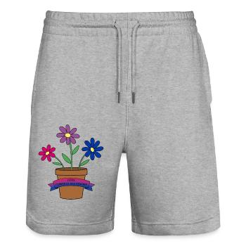 bisexual flowers - Stanley/Stella Unisex Bio Joggingshorts Trainer  - Grau meliert - Vorne - Nik (191cm) & Marisol (170cm)