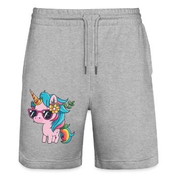 unicorn - Stanley/Stella Unisex Bio Joggingshorts Trainer  - Grau meliert - Vorne - Nik (191cm) & Marisol (170cm)