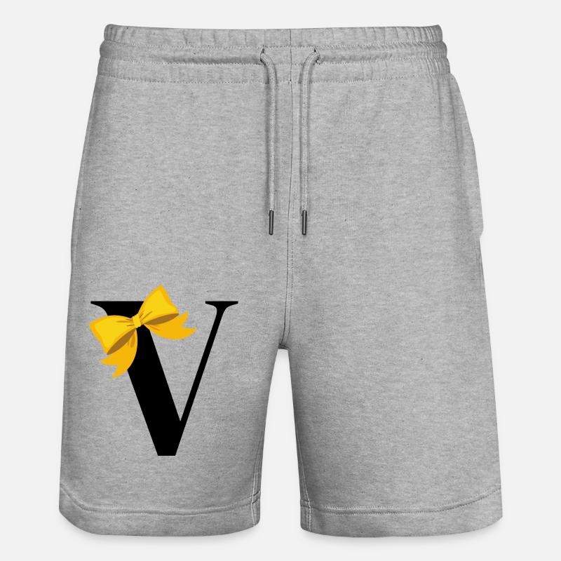 Lettre v nœud jaune - Short de jogging bio TRAINER Stanley/Stella unisexe - gris chiné