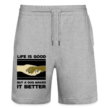 hund life is good pfote - Stanley/Stella Unisex Bio Joggingshorts Trainer  - Grau meliert - Vorne - Nik (191cm) & Marisol (170cm)