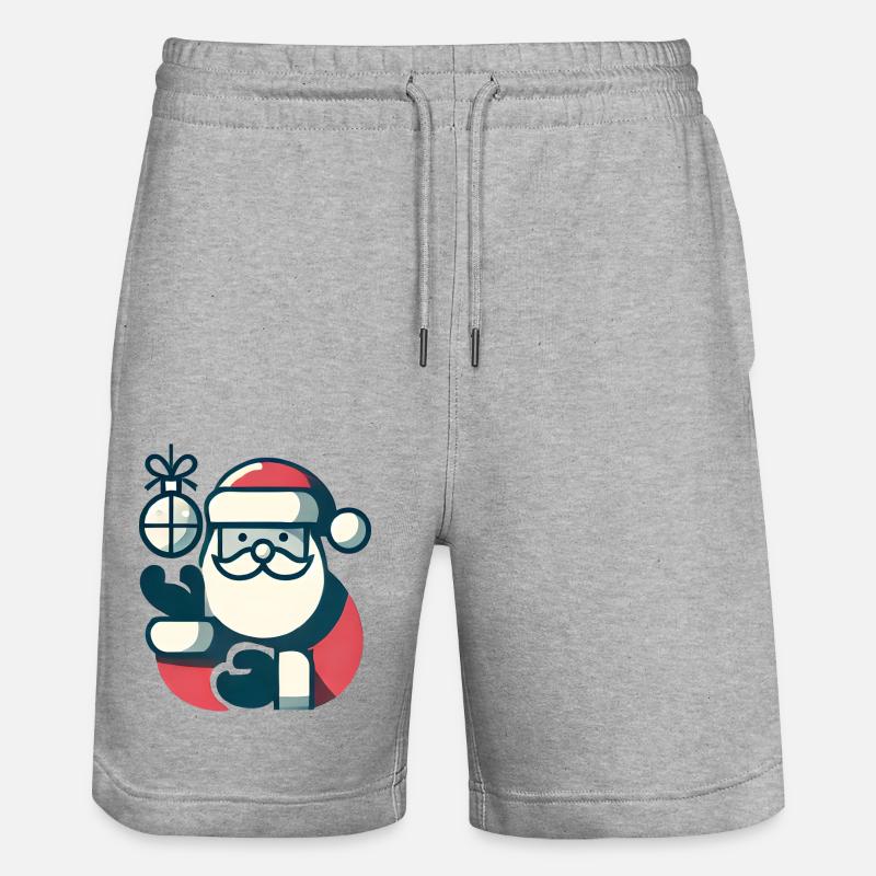 Weihnachtsmann mit Weihnachtskugel - Stanley/Stella Unisex Bio Joggingshorts Trainer  - Grau meliert