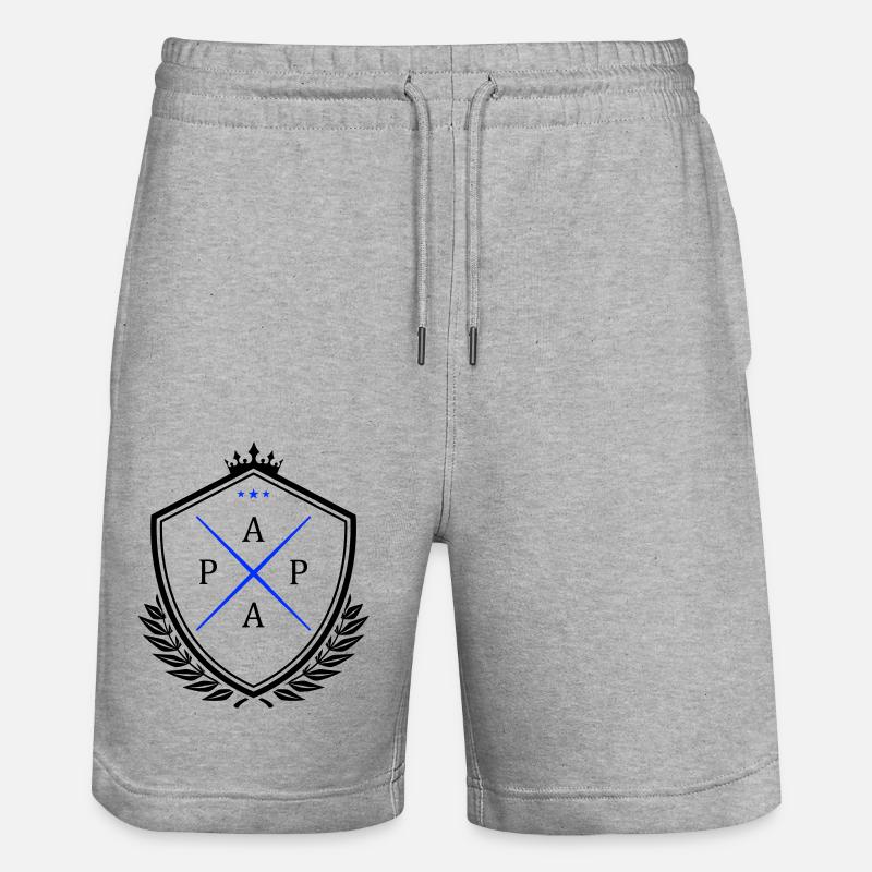 papa wappen dad - Stanley/Stella Unisex Bio Joggingshorts Trainer  - Grau meliert